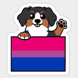 Love is Love Puppy - Bernese - Bi Pride Flag Sticker